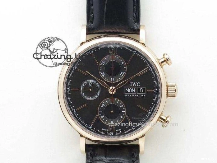 MIROTIME 0204 Cozy Pilot Chrono SS IW387802 V6F 1:1 Best Edition On Brown Leather Strap A 7323
